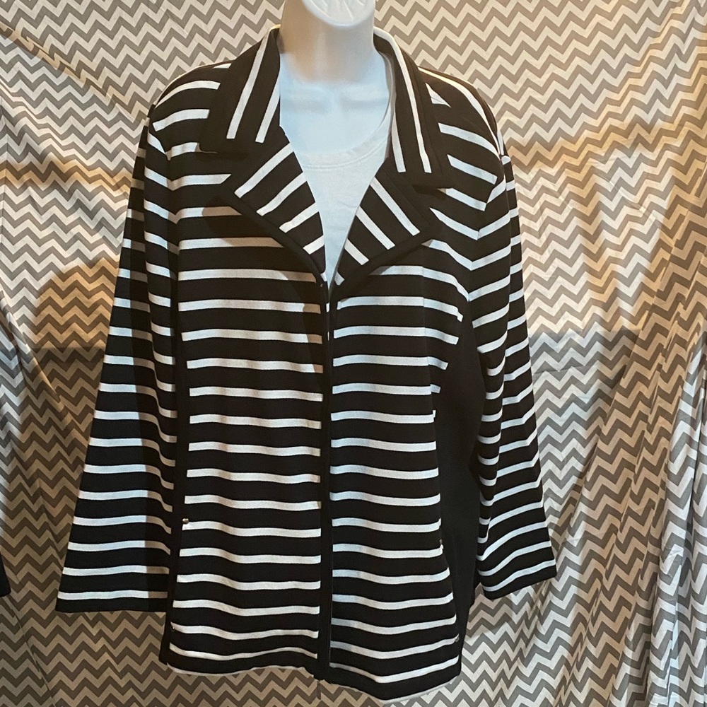 Karen Scott Plus Notch Collar Zip-Front Jacket 3X